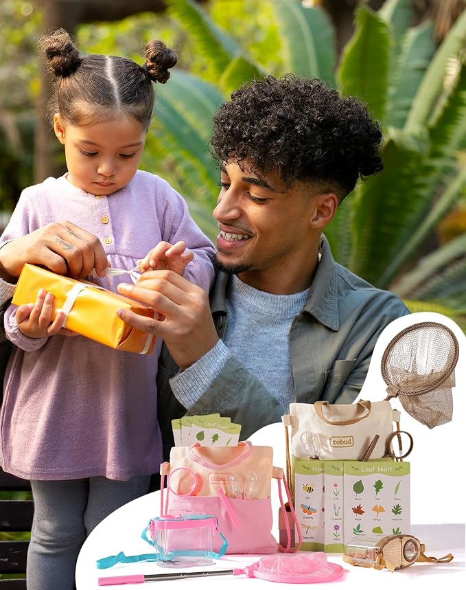 ROBUD Dual Bug Catcher for Kids,Includes 1 Pink and 1 Green, Bug Catching Kit with Bag Kit, Outdoor Exploration Set for Camping, Montessroi Toy for Kids Coming Closer to Nature,WRP61