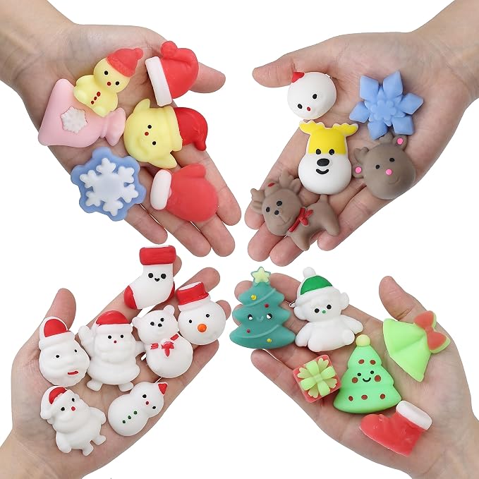 Mr. Pen- Christmas Squishy Toys, 48 Pack | Washable Twistable Stretchy Squishies Bulk, Soft Stress Relief Sensory Toys for Squeezing, Stocking Stuffers