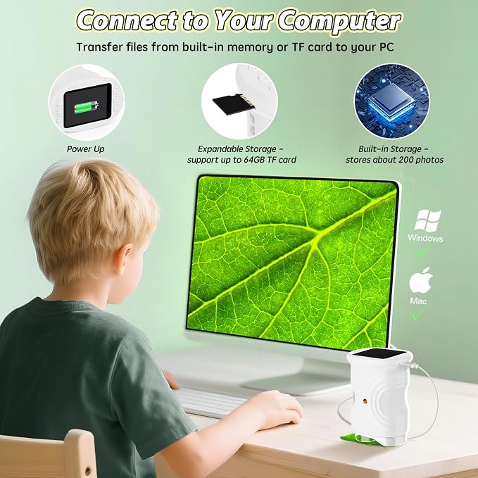 Alotwan Kids Microscope Handheld, Digital 1000X Zoom Pocket Microscope | HD Camera Photo/Video Recording, Educational Science Kit, STEM Toys for Boys & Girls 3-8 Years, Birthday & Christmas Gift