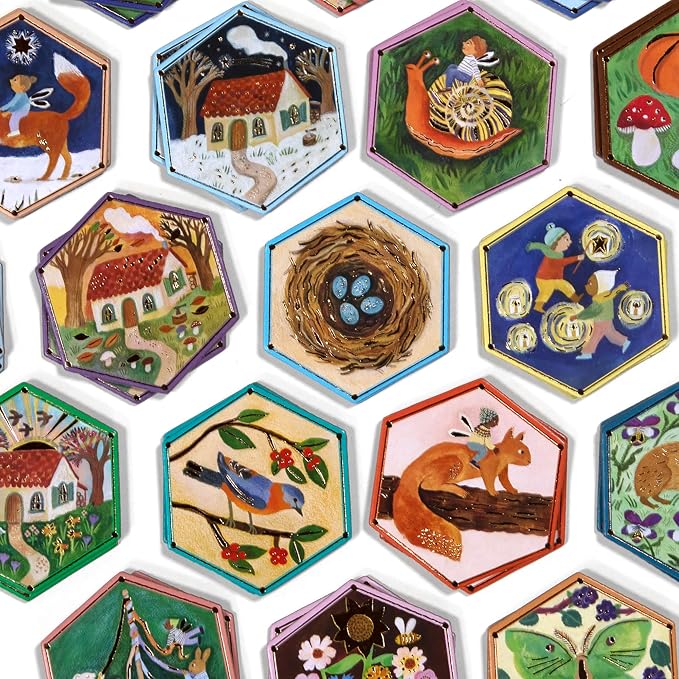 eeBoo: Memory & Matching Game - Cottage Fairies - 20 Hexagon-Shaped Matching Pairs, Nature Themed Concentration Tile Game, Kids Ages 3+, 1-4 Players