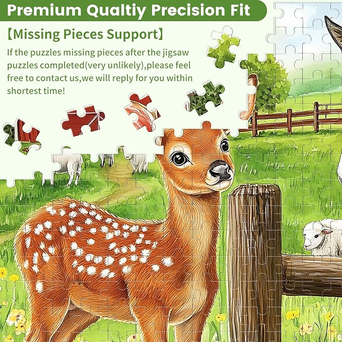 300 Pieces Puzzle for Adults Deer Jigsaw Puzzle Farm Horse Puzzles for Kids | Animal Pet Lover Challenging Puzzles for Kids Ages 8-10 Friends Family Activity Game Nights Gifts 20.5x15IN