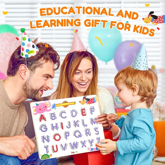 JoyCat Magnetic Animal Letter Tracing Board, Double-Sided ABC Writing Toy | Uppercase/lowercase writing practice builds preschool skills; road trip car activities for toddlers and kids ages 3-5.