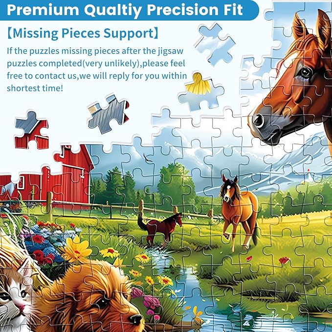 300 Piece Jigsaw Puzzle for Adults, Horse 300 Piece Jigsaw Puzzle for Kids | Cat Jigsaw Puzzles, Animal Jigsaw Puzzles, Creative Games and Holiday Party Gifts, Fun and Challenging Family Games