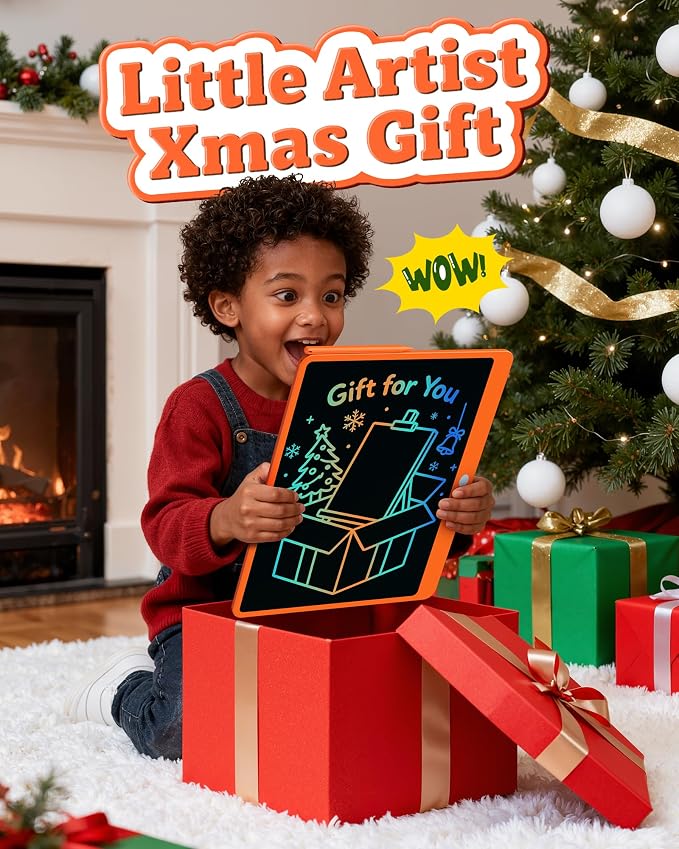Bravokids 16 Inch LCD Writing Tablet for 3-8 Year Olds - Electronic Drawing Pad and Doodle Board as Educational Birthday Gifts for Girls and Boys (Orange)