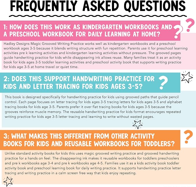 Grooved Writing Books for Kids 3-5, 4 Large Reusable PreK Tracing Workbooks | Preschool Learning Activities, 3D Magic Grooved Writing Practice for Kids, Disappearing Ink Handwriting Book, Magic Copybooks