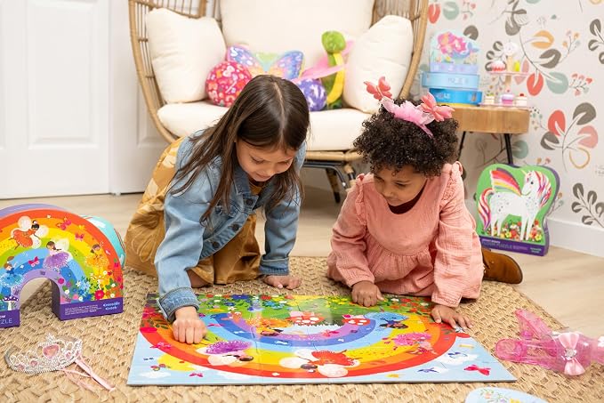 Crocodile Creek 36-Piece Jigsaw Floor Puzzle - Fun Floor Puzzles for Kids Ages 3-5 - Heavy-Duty Shaped Box for Storage - Vehicles - 24" W x 18" H Finished