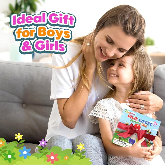 Color Sorting Sensory Toys for Kids, Airplane Travel Toy for Toddler | Squishy Squeeze Toy Quiet Fidgets for Classroom, Autism Montessori Toy Preschool Learning Activities, Gifts for Kids Ages 3+
