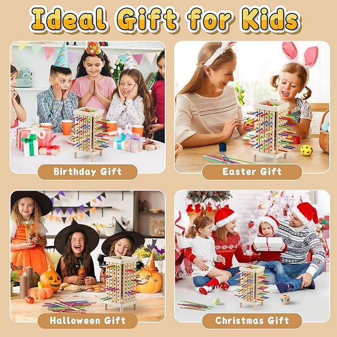 Montessori Board Game for Kids 4-8, Educational Math Family Games | Natural Wood Eco-Friendly Durable, Multiplayer Family Board Game, Montessori Educational Math Toy, Birthday & Christmas, Gift