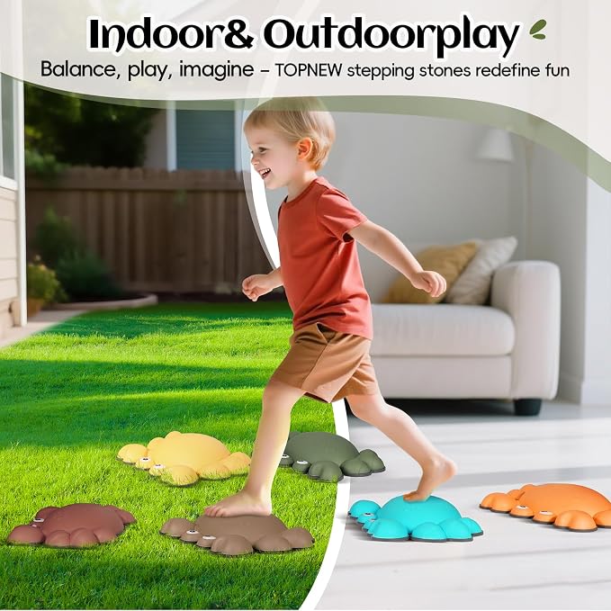 TOPNEW Stepping Stones for Kids, Non-Slip Balance Stepping Stones for Promoting Children's Coordination Skills, Toddler Stepping Stones Obstacle Course for Kids Age 3 4 5 6 7+