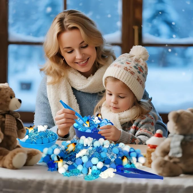 182 Pcs Arctic Animals Sensory Bin Items Winter Arctic Animals Counting Sorting Sensory Bin Filler Fine Motor Arctic Habitat Counts for Easter Day Spring Summer Counting Decor