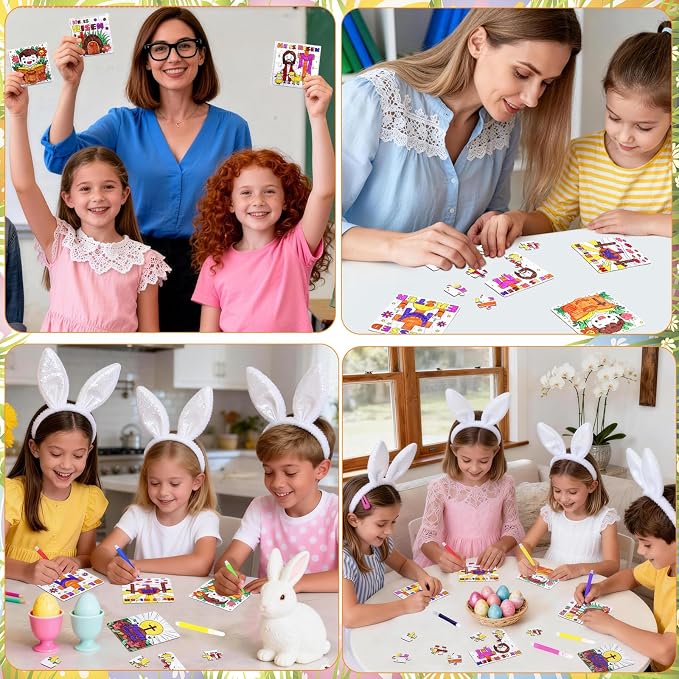 24Pcs Christian Easter Crafts for Kids Ages 4-8, Religious Easter Puzzle Jesus He Is Risen, Bible Jigsaw Arts Gifts for Classroom DIY Activity, Basket Stuffers, Spring Party Favors, Coloring Game Bulk