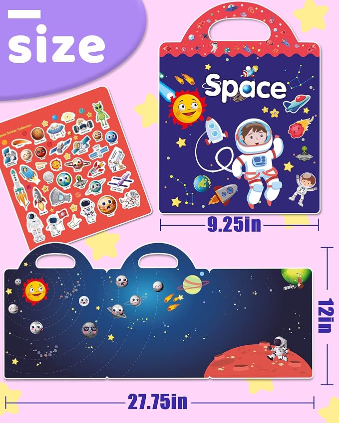 Benresive Reusable Sticker Book for Toddlers, Travel Stickers for Kids | Toddler Travel Activities Toys, Birthday Gifts for Boys & Girls, Airplane Travel & Road Trip Essentials Kids