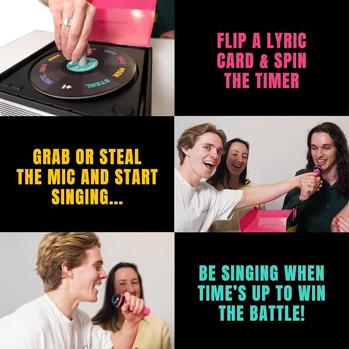 Lucky Egg Grab The Mic: Karaoke Battle, Spinning Record Timer Singing Game | Spinning Record Timer, 2-12 Players. Perfect For Family Sing-Offs And Teen Or Adult Game Nights.