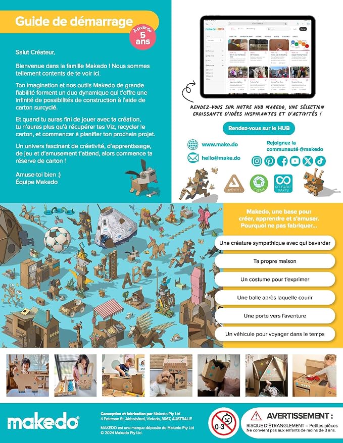 Makedo Starter 036 | Basic Cardboard Construction Starter Pack | STEM and STEAM Educational Toys for Kids | Perfect for at Home Play + Classroom Learning | 36 Piece Mix SCRU & SCRU+ for Kids Age 4+ | STEM + STEAM Educational Toys for Kids, Perfect for ...