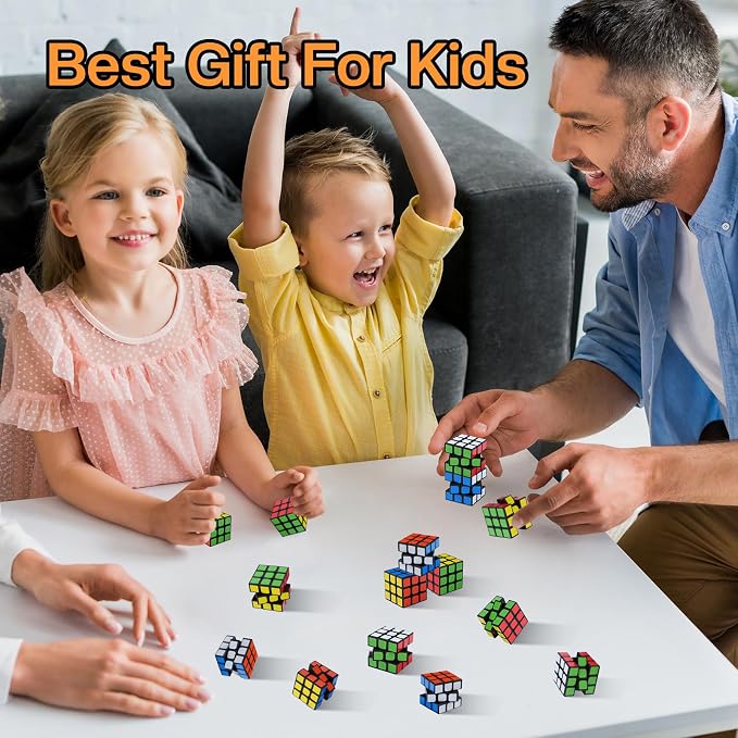 24 Pack Mini Cube Puzzles Perfect for Kids Birthday Party Favors, School Rewards, Classroom Prizes Stress Relief Toys and Easter or Christmas Stocking Stuffers Great as Goody Bag Fillers