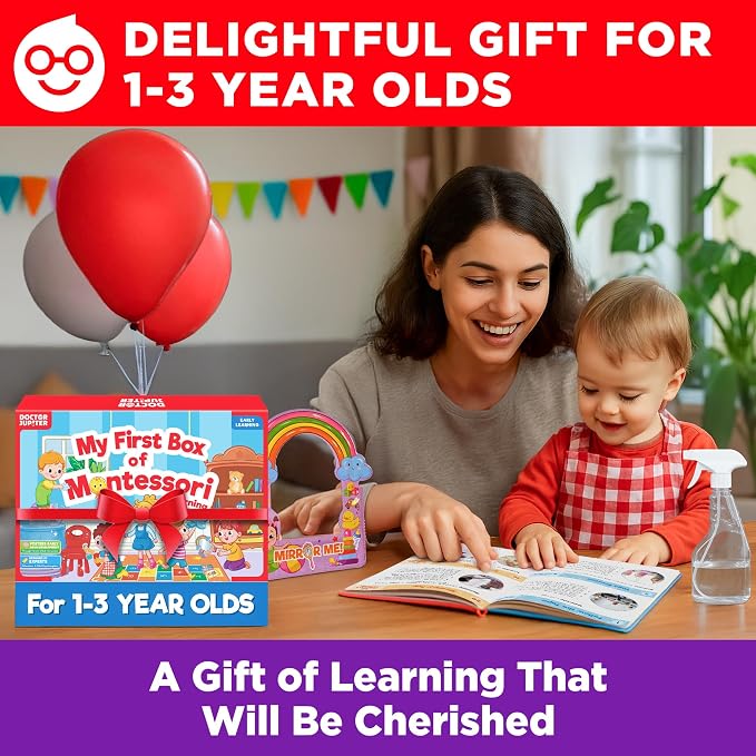 Doctor Jupiter My First Box of Montessori Learning Set for Kids Ages 1-3 | Montessori Role Play Set & Fun Activities, Birthday Gift Ideas for Boys & Girls 1,2,3, Year Olds, Educational Toy