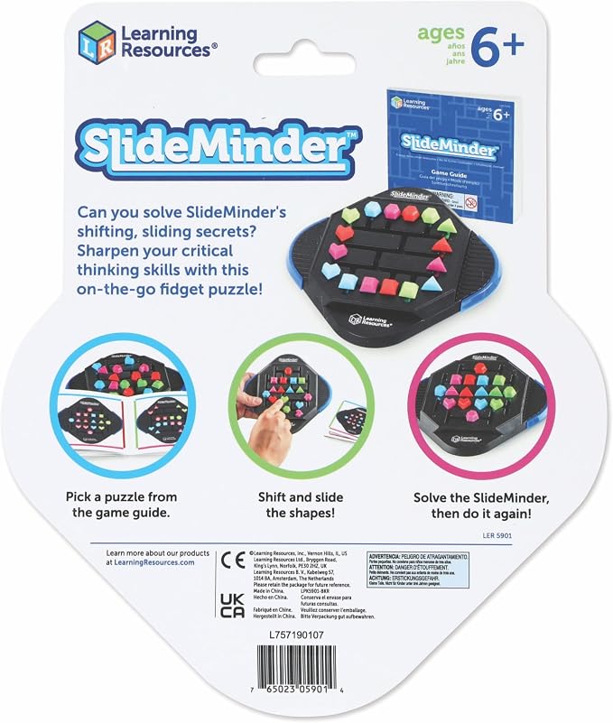 Learning Resources SlideMinder Brain Teaser Puzzle Game, Travel Gifts for Kids, Interactive STEM, Critical Thinking, Fine Motor Skills