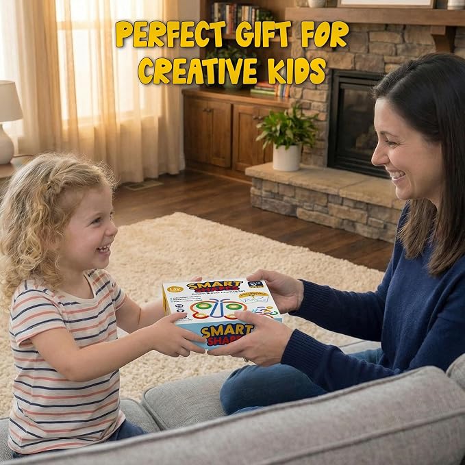 182pcs Wooden Montessori Smart Sticks and Rings Puzzle Game for Kids, Wooden Pattern Blocks Learning Set with 50+ Double-Sided Cards, A-Z Alphabet Cards, Fine Motor STEM Toy for Ages 3+