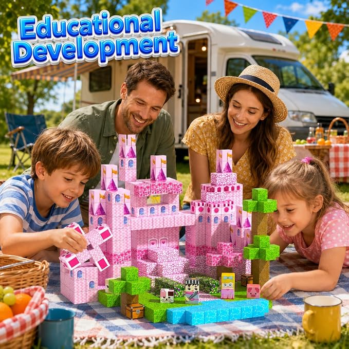 Annexfun Magnetic Blocks-100PCS Magnetic Building Blocks, Princess Castle Building Set, STEM Learning Toys for Kids Ages 3-8