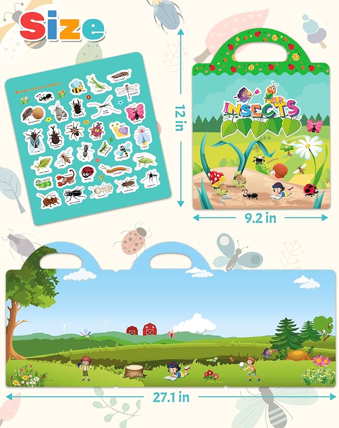 Benresive Reusable Sticker Book for Toddlers, Travel Stickers for Kids | Toddler Travel Activities Toys, Birthday Gifts for Boys & Girls, Airplane Travel & Road Trip Essentials Kids