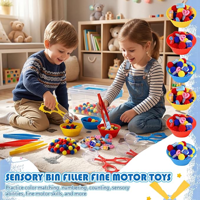 Thyle 179 Pcs School Sensory Bin Filler Toys for Kids Fine Motor Skills Items Set Counting Sorting Training Early Education Development for Preschool Back to School Students Gift Activities Ages 3-6