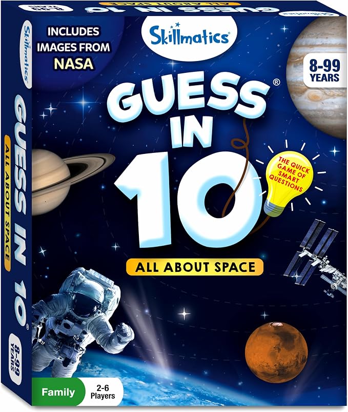 Skillmatics Guess in 10 – NASA Space, Educational Card Game, Gift for Kids | Family Trivia Game, STEM Board Game, Science & Planets, Screen-Free Fun, Girls & Boys Ages 8, 9, 10 and Up