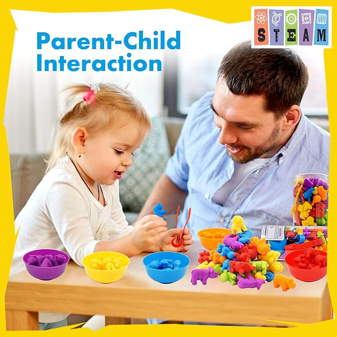 UNIQUE KIDS Counting Educational Learning Toy Set with Sorting Cups – Engaging Sensory Color Classification Training Game for Toddlers and Preschoolers Training Ages 3 and Up