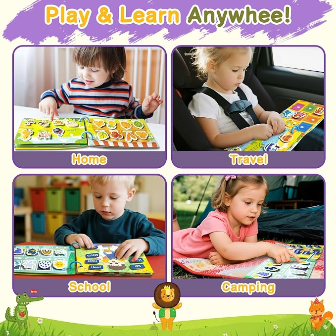 3 Pack Busy Books for Toddlers, Montessori Quiet Book, Preschool Learning Activities Educational Workbook, Sorting Matching Sticker Fixing, Gifts for Kids Age 3+ (Farm, Vehicle, Weather)