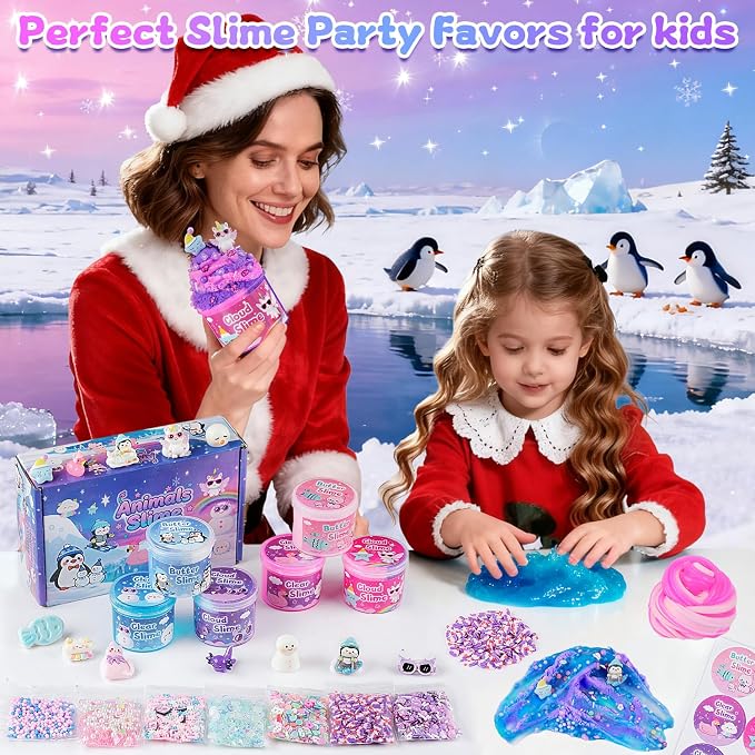 6-Pack Animal Slime Kit for Kids, Butter Cloud Squishy Birthday Gift Set | Animal wonderland party favor, goodie bag stuffer, Halloween Christmas gift and sensory slime toy for kids ages 4-10