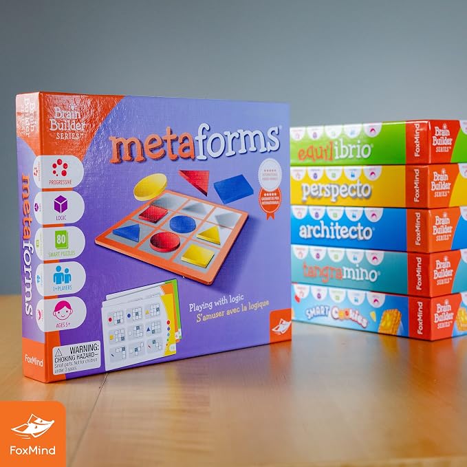 FoxMind Games: MetaForms Logic and Deductive Reasoning Puzzle Game, 80 Smart Puzzles to Work Through, 6 Levels of Complexity, Develops STEM Skills, 1+ Players, for Ages 5 and up