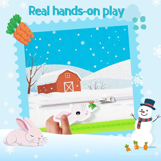 AMOSTING Busy Book for Toddlers Ages 1-3, Farm Quiet Book | Educational Fine Motor Skills Activities with Sensory Play, Busy Board Activities and Farm Learning, Travel Toy for Toddlers