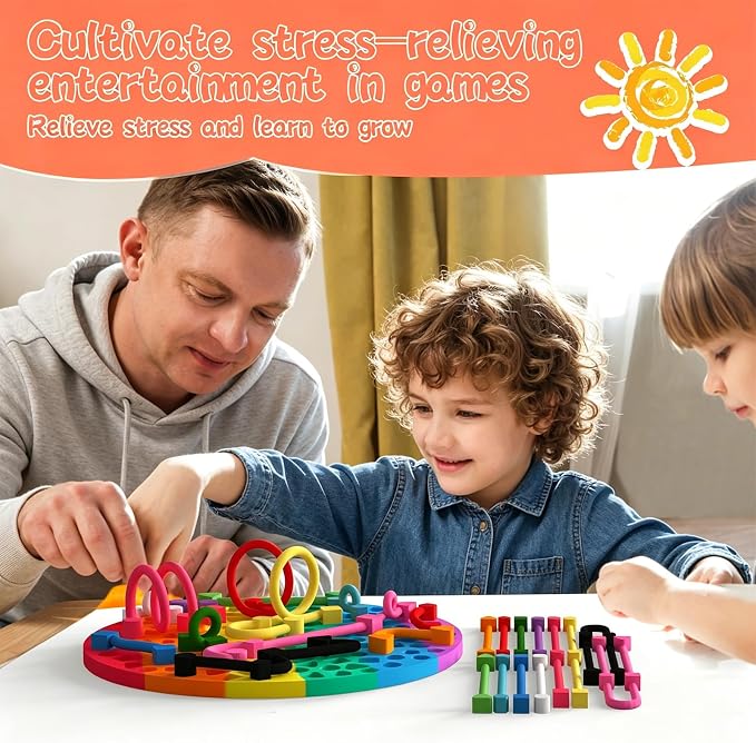 Sensory Activity Board, Silicone Fidget Toys for Calming and Stress | Autism Quiet for Adults, Toddler Sensory Toys for ADHD, Road Trip Essentials for Kids, Portable Travel Bag & 12 Strings