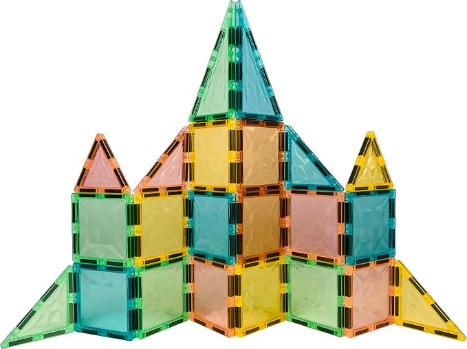 Magnetic Tiles with Playboard, STEM Building Blocks, 32-Piece | Encourages creativity, imaginative play, and early learning through hands-on exploration