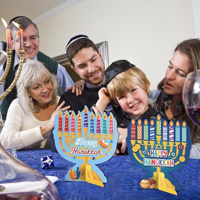 Cinrobiye 24 Set Hanukkah Crafts DIY Menorah Arts and Crafts Bulk Jewish Menorah 3D Scene Kit Gifts for Holiday Home School Activities Game Prizes Rewards Chanukah Party Favors Decoration Supplies