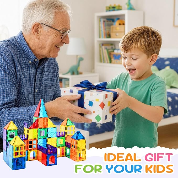 cossy 100 Pcs Magnetic Tiles Magnet 3D Building Blocks Set, Educational Construction Toys for 3+ Year Kids with Magnet Tiles, Educational,Recreational, Conventional