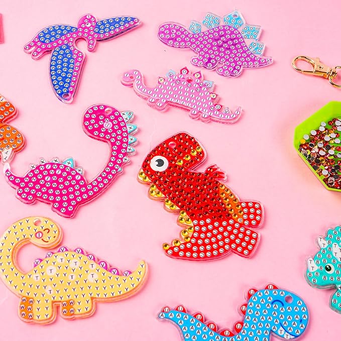 Labeol Arts and Crafts for Kids - Creat Your Own GEM Keychains-5D Diamond Painting by Numbers GEM Kits for Kids Girls Toddler Age 6-7 6-8 10-12