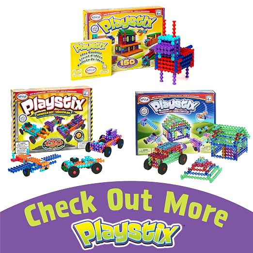 POPULAR PLAYTHINGS Playstix, Master Set 141 Piece, Building Sticks Kit | for Kids Ages 4 and Up, Construction Stem Building Toy Gift, for Boys & Girls, for Kids