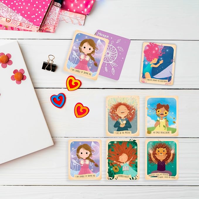 Menique Shine Memory Matching Game – 80 Cards (40 Pairs) with Positive Affirmations for Brave Girls – Motivational & Mindful Matching Game for Confidence and Self-Love