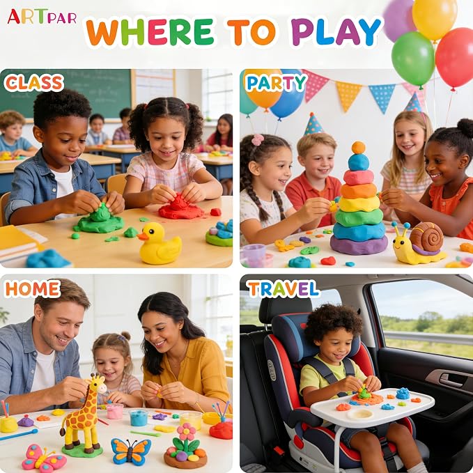 ARTPAR Air Dry Clay for Kids,90 Colors Modeling Magic Clay Bulk Kit | Colorful Molding Clay Sculpting Set,Soft & Non-Sticky,DIY Classroom Activities,Fun Art & Crafts Gifts for Boys & Girls 3-12Y