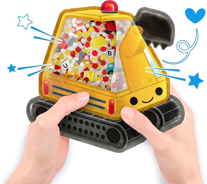 Vango BIZYBOO Scoops - Seek & Find Plush Travel Toy for Kids Ages 2+ | 25+ hidden objects to search, matching picture & word card, handheld sensory play, fine motor skills, quiet car & plane rides
