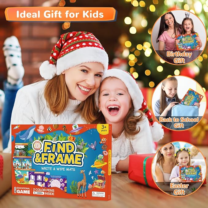 Search and Find Activity Book for Kids Ages 3-5, 28 Reusable Learning Activities with 14 Double-Sided Dry Erase Mats, Preschool Busy Book, Road Trip Travel Toy, Screen-Free Educational Gift