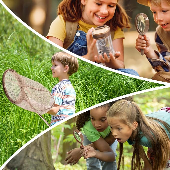 ROBUD Bug Catcher for Kids, Bug Catcher Kit with Bag Kit, Outdoor Exploration Set for Camping, Montessroi Toy for Kids Coming Closer to Nature,WRP07
