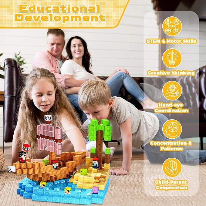 ToyUnited Magnetic Blocks - 100PCS Build Pirate-Ship World Set | Magnetic Building Cube Stacking, STEM Montessori Sensory Toys for Kids Boys Girls Ages 3 4 5 6 7 8 9 10 Easter Birthday Gifts