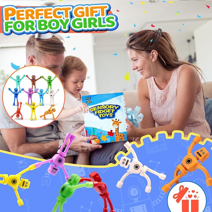 10PC Magnetic Robot Travel Toys for Kids Toddler Boys Sensory Fidget Toy Airplane Road Trip Car Travel Activities Essential Fridge Magnet Fidgets Classroom Must Have Gifts Toy for Boy 3 4 5 6 Year Old