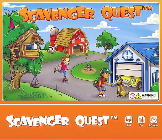 Scavenger Quest Board Game, Fun for Kids and Adults, 2-4 Players, Ages 5+, Family-Friendly Outdoor Themed Seek-and-Find Board Game. Skill-Building & Educational Fun.