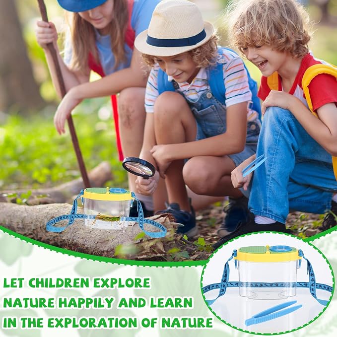 Halloscume 8 Pack Insect Bug Viewer Kit for Kids with Tweezers Explorer Outdoor Set Bug Catcher Containers for Insects Magnifying Insect Box Observation Kit for Science Nature (Deep Colors)