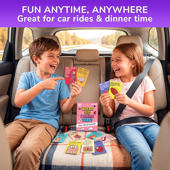 QUOKKA Trivia Games for Kids – Human Body Facts & Anatomy – Fun Card Game for Family Game Night – Educational Trivia Cards for Kids, Family and Adults – Travel Games Gift for Teenage Boys & Girls 4-8