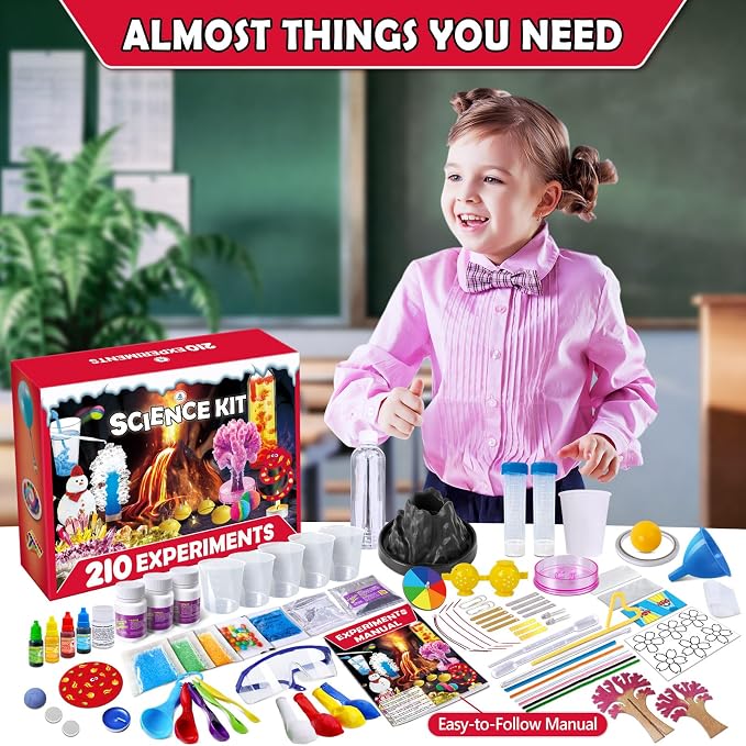 UNGLINGA 210 Experiments Science Kit for Kids Chemistry Set S.T.E.M Toy | Boys Girls Birthday Toys Gifts Idea, Volcano, Growing Crystals,Educational Project