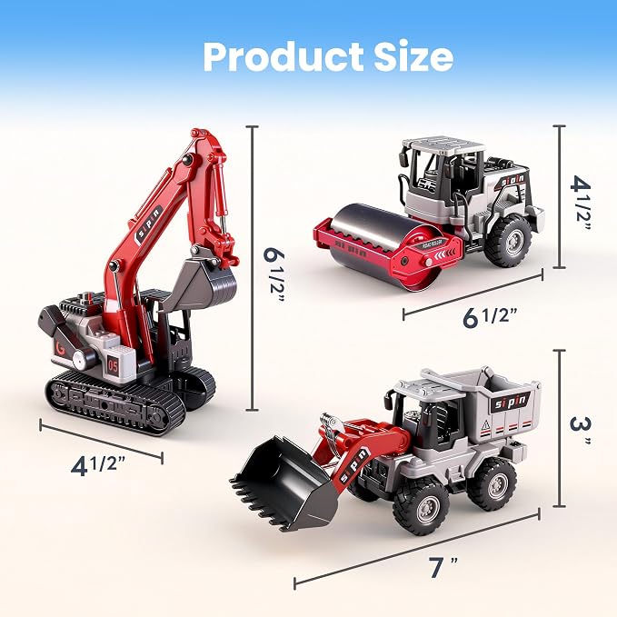 iPlay, iLearn Kids Construction Toy Trucks, Excavator Toy for Boy Age 3-5 | Toddler Construction Vehicle W/ Bulldozer Dump Truck, 3PCS Friction Car Sandbox Outdoor Play Birthday Gift 3 4 5 6 7 Year Old