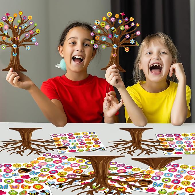 Cinrobiye 30 Set Spring Craft Kit Flower Bird Butterfly DIY Tree Spring Art Craft Ornaments Making Art Crafts for Toddler Sunday School Classroom Home Preschool Party Activities Favor Decor Supplies